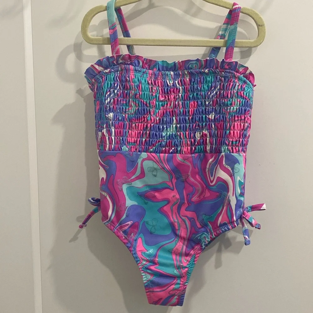NWOT Penelope Mack Smocked Butterfly One-Piece Swimsuit |Size 6X
